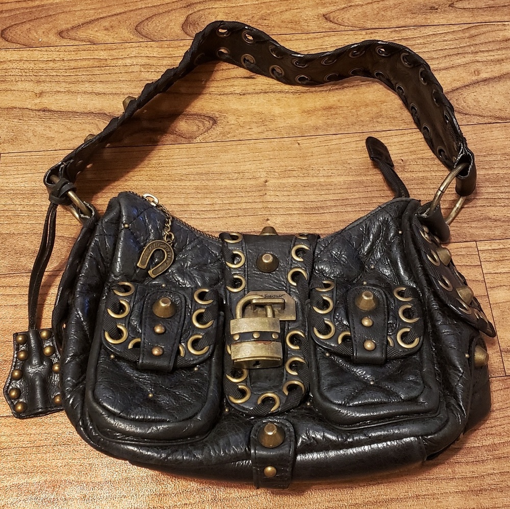 Betsey Johnson vintage leather studded handbag